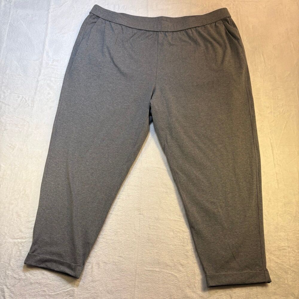 Eileen Fisher Pants 2X Charcoal Gray Organic Cotton Stretch Pull On